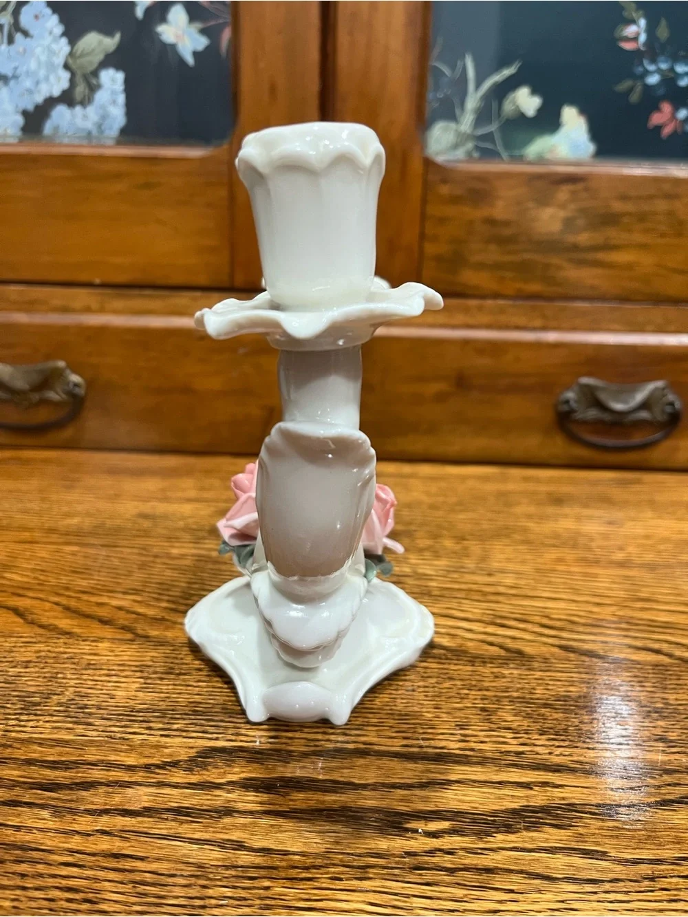 Vintage Karl Ens Volkstedt Double-Arm Porcelain Candelabra Pink Rose Chic Rose